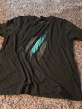 Black Graphic Tee with Teal Accent